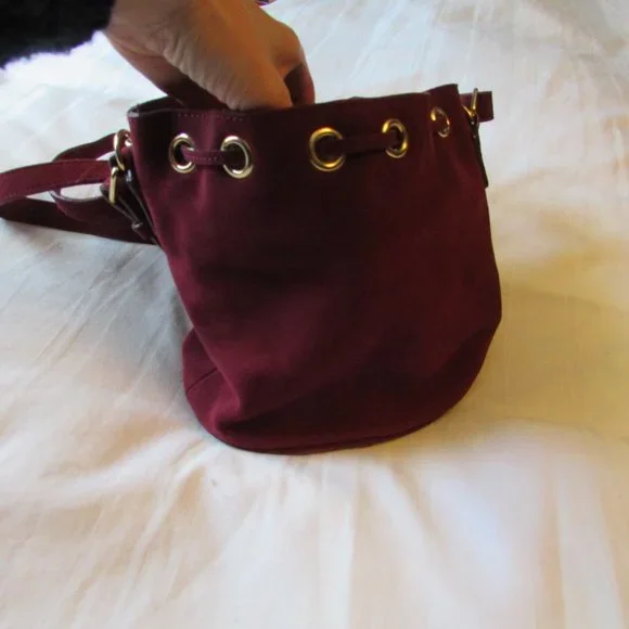 Ann Taylor Suede Burgundy Shoulder Bag - Picture 2 of 8